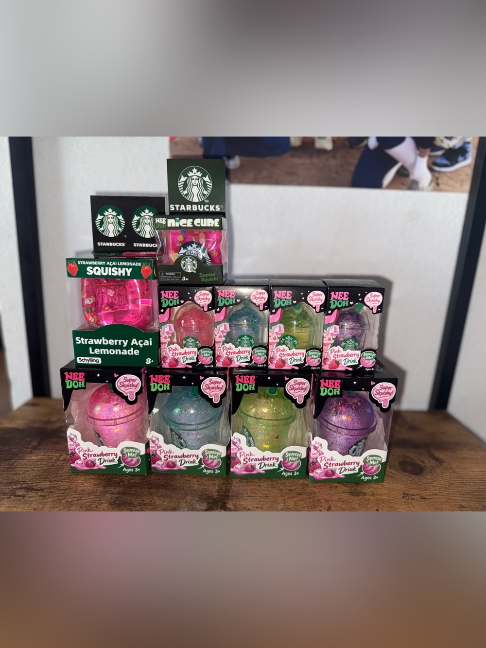 Needoh Starbucks Pink Strawberry Acai Lemonade Squishy Set of 10